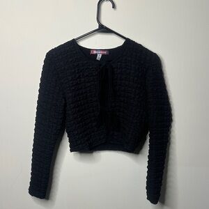 Urban Outfitters Black Textured Long Sleeve Top
